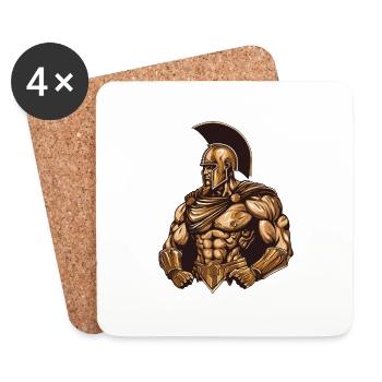 Spartan Gladiator Muscles Musculation - Dessous de verre (lot de 4) - blanc - Devant