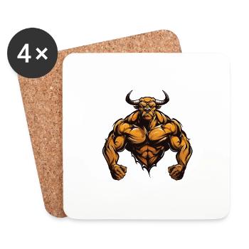 Bull Bull Muscles Gym d’entraînement - Dessous de verre (lot de 4) - blanc - Devant