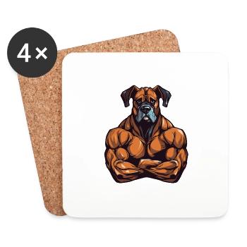 Musculation des muscles du chien - Dessous de verre (lot de 4) - blanc - Devant