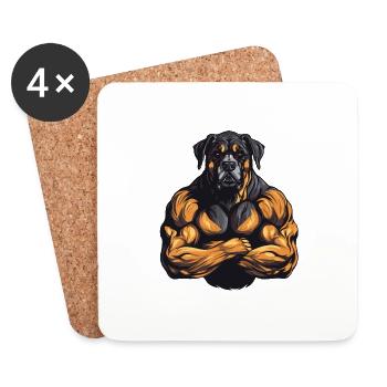 Gymnase d’entraînement des muscles du chien - Dessous de verre (lot de 4) - blanc - Devant