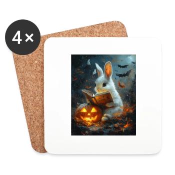 Halloween Lapin Cadeau Femmes Hommes Enfants Décoration - Dessous de verre (lot de 4) - blanc - Devant