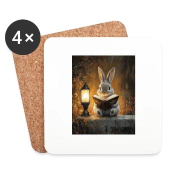 Halloween Lapin Cadeau Femmes Hommes Enfants Décoration - Dessous de verre (lot de 4) - blanc - Devant