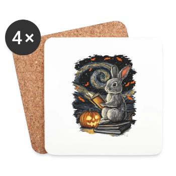 Halloween Lapin Cadeau Femmes Hommes Enfants Décoration - Dessous de verre (lot de 4) - blanc - Devant