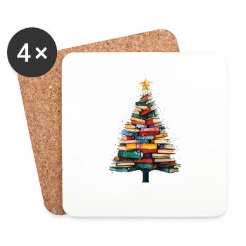Christmas book tree festive for teachers - Coasters (set of 4) - white - Front