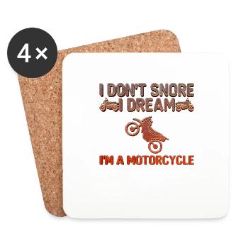 Je ne ronfle pas, je dreem Je suis une Moto - Dessous de verre (lot de 4) - blanc - Devant