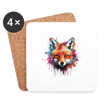Fox Head Portrait Pop Art - Coasters (set of 4) - white - Front