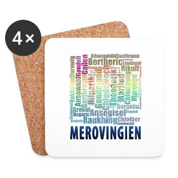mérovingiens vieux et anciens prénoms bleu - Dessous de verre (lot de 4) - blanc - Devant