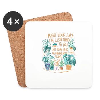 Dans mes pensées avec mes plantes - Dessous de verre (lot de 4) - blanc - Devant