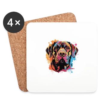 Mastiff Dog Head Portrait Pop Art - Coasters (set of 4) - white - Front