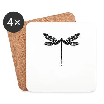 Elegante Libelle - Untersetzer (4er-Set) - Weiß - Vorne