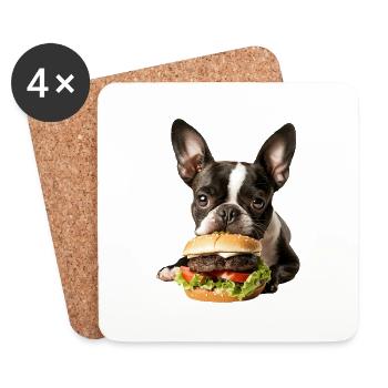 Boston Terrier - Dessous de verre (lot de 4) - blanc - Devant