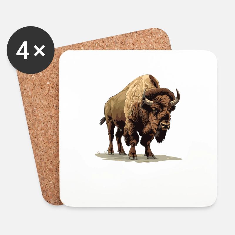 Bisons Bison - Untersetzer (4er-Set) - Weiß