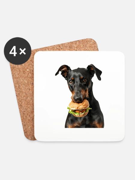 Dobermann - Untersetzer (4er-Set) - Weiß