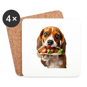 Beagle - Dessous de verre (lot de 4) - blanc - Devant