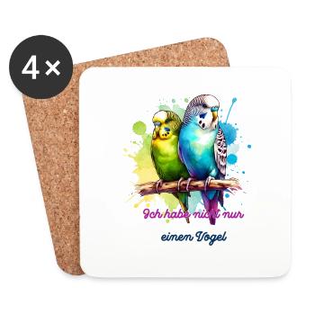 Perruche oiseau perroquet - Dessous de verre (lot de 4) - blanc - Devant