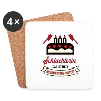 Geburtstag Schlachterin Schlachter Frau Metzgerin - Untersetzer (4er-Set) - Weiß - Vorne