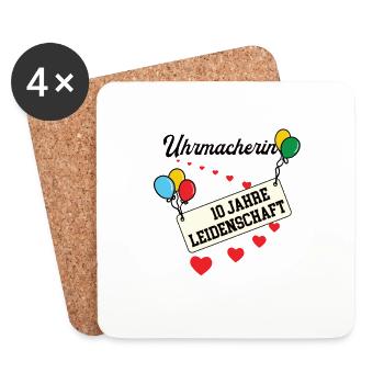 Uhrmacherin Jubiläum 10 Jahre 10. jähriges Jubi - Untersetzer (4er-Set) - Weiß - Vorne