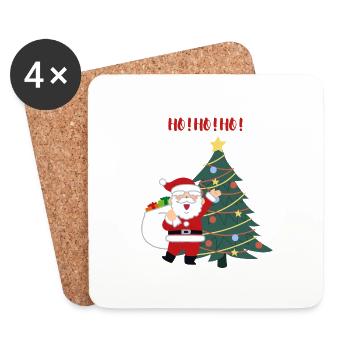 HO HO HO Weihnachten - Untersetzer (4er-Set) - Weiß - Vorne