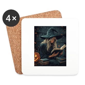 Halloween Gift Women Witch Men Kids Decoration - Coasters (set of 4) - white - Front