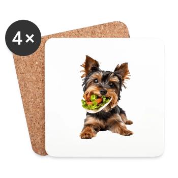 Yorkshire Terrier - Dessous de verre (lot de 4) - blanc - Devant
