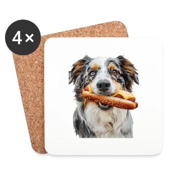 Australischer Schäferhund - Untersetzer (4er-Set) - Weiß - Vorne