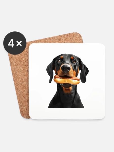 Dobermann - Untersetzer (4er-Set) - Weiß