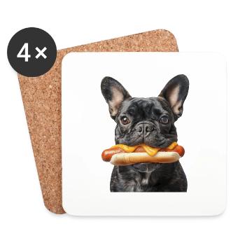 French Bulldog - Coasters (set of 4) - white - Front