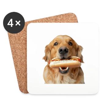 Golden retriever - Dessous de verre (lot de 4) - blanc - Devant