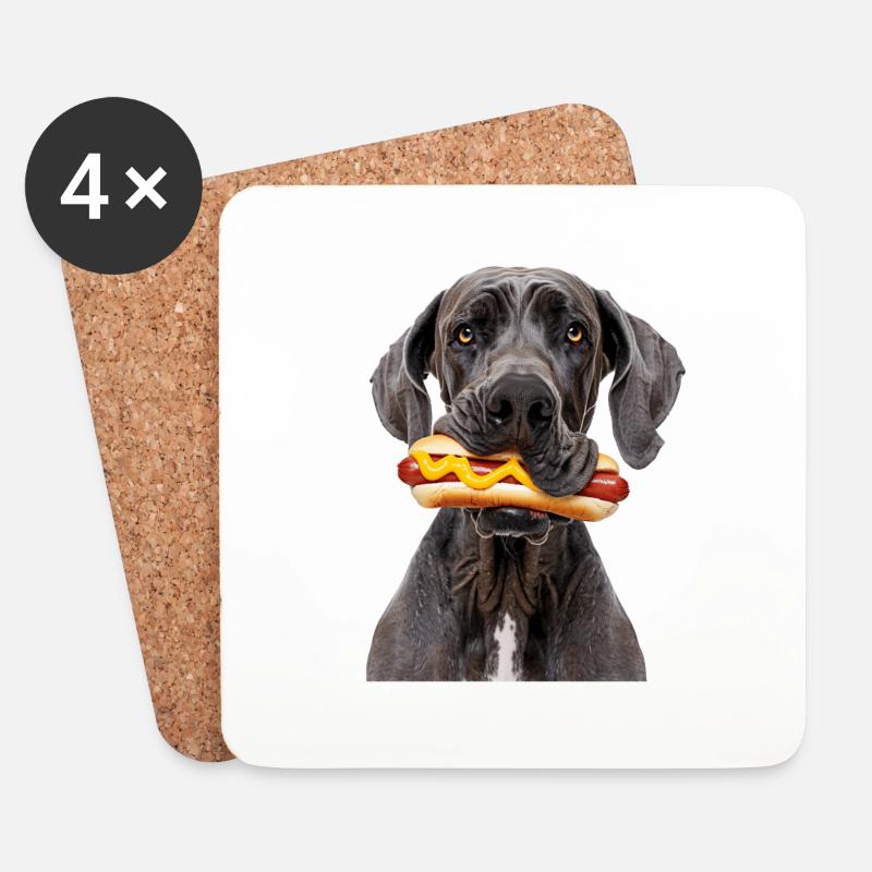 Deutsche Dogge - Untersetzer (4er-Set) - Weiß