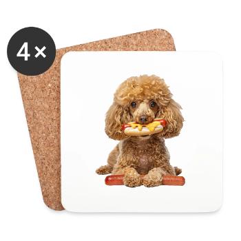 Caniche - Dessous de verre (lot de 4) - blanc - Devant