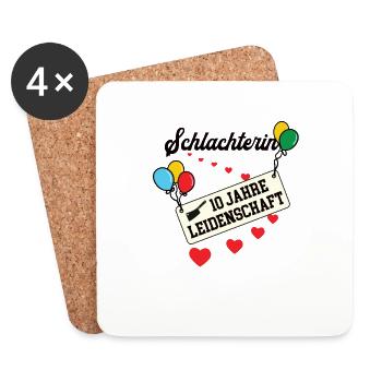 Schlachterin Jubiläum 10 Jahre 10. jähriges Jubi - Untersetzer (4er-Set) - Weiß - Vorne
