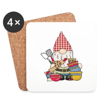 Bäcker Bäckerin Hobbybäcker Backen Wichtel Gnom - Untersetzer (4er-Set) - Weiß - Vorne