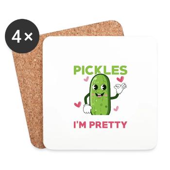 Feed Me Pickles & Tell Me I'm Pretty Pickle Vegan - Untersetzer (4er-Set) - Weiß - Vorne