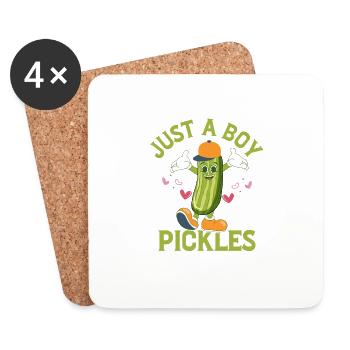 Juste un garçon qui aime les cornichons Concombre Aneth végétalien - Dessous de verre (lot de 4) - blanc - Devant