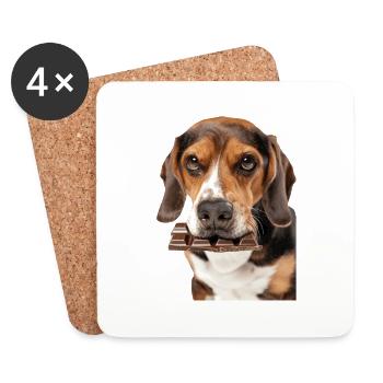 Beagle - Dessous de verre (lot de 4) - blanc - Devant