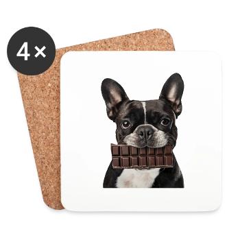 Boston Terrier - Dessous de verre (lot de 4) - blanc - Devant