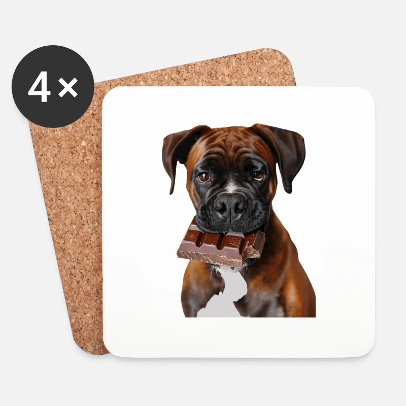 Boxer - Untersetzer (4er-Set) - Weiß