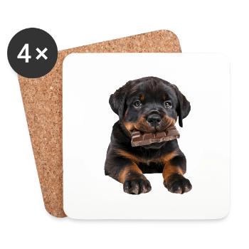 Rottweiler - Dessous de verre (lot de 4) - blanc - Devant