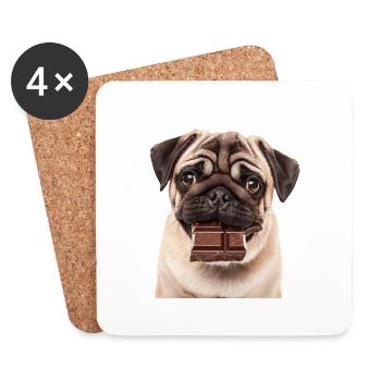 Mops - Untersetzer (4er-Set) - Weiß - Vorne