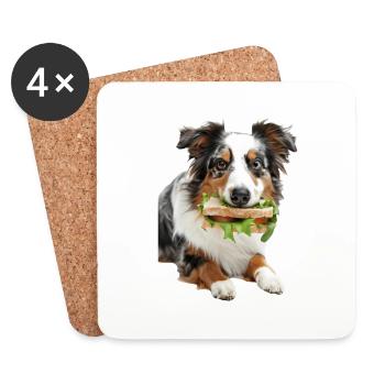 Australischer Schäferhund - Untersetzer (4er-Set) - Weiß - Vorne