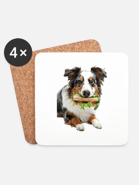 Australischer Schäferhund - Untersetzer (4er-Set) - Weiß