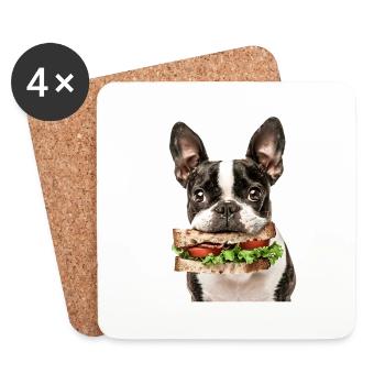 Boston Terrier - Dessous de verre (lot de 4) - blanc - Devant
