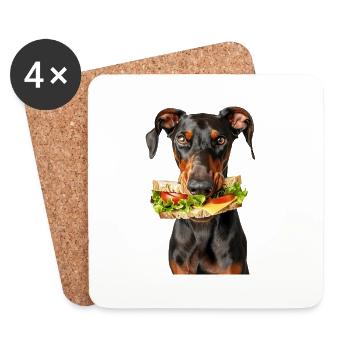 Dobermann - Untersetzer (4er-Set) - Weiß - Vorne