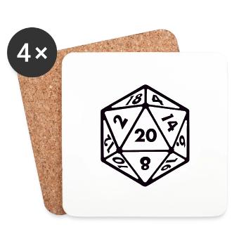 Würfel D20 W20 Tabletop RPG Pen and Paper - Untersetzer (4er-Set) - Weiß - Vorne