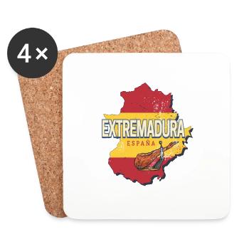 Estrémadure Espagne Région Carte Souvenir - Dessous de verre (lot de 4) - blanc - Devant