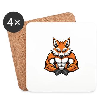 Fox Muscles Fitness - Dessous de verre (lot de 4) - blanc - Devant