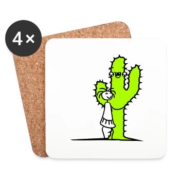 Cactus câlin fille Cactus amour mignon épineux - Dessous de verre (lot de 4) - blanc - Devant