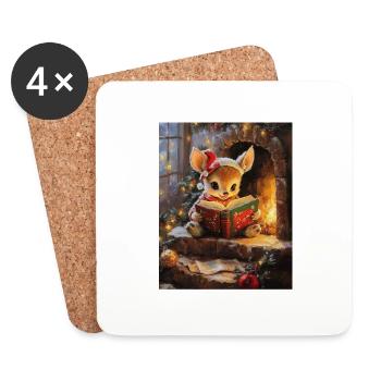 Noël Elfe Femmes Hommes Enfants Noël - Dessous de verre (lot de 4) - blanc - Devant