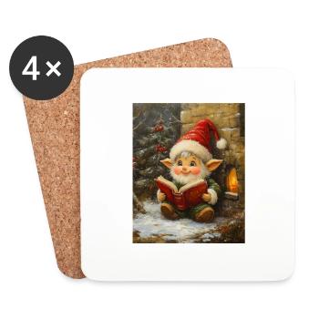Noël Elfe Femmes Hommes Enfants Noël - Dessous de verre (lot de 4) - blanc - Devant