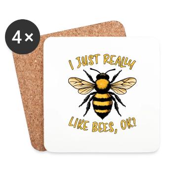 Bee Saying Beekeeper Bee Funny Bee Gift - Coasters (set of 4) - white - Front